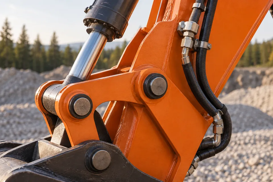 Excavator hydraulic cylinder and boom joint